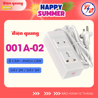Ổ cắm Điện Quang ĐQ 001A-02 ( 2 lỗ ) - Bảo hành 12 tháng