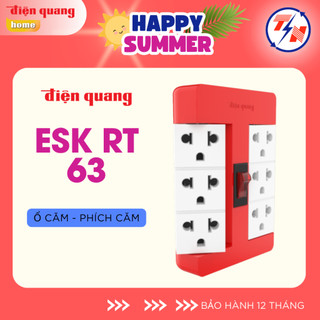 Ổ cắm Xoay 90° Điện Quang ĐQ ESK RT 63 (6 lỗ 3 chấu) màu đỏ trắng - Thiết kế sản phẩm được bảo hộ độc quyền