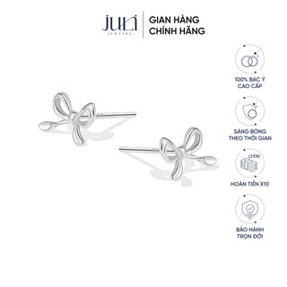 Bông tai nữ nơ nhí phong cách Hàn Quốc làm bằng Bạc Ý không hoen gỉ và luôn trắng sáng | KT1013 JULI