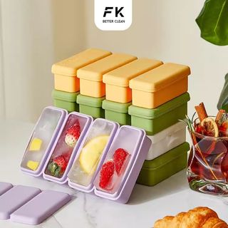  Khuôn làm đá viên silicon để tủ lạnh siêu to có nắp khay đá to silicon tách đá dễ dàng 
