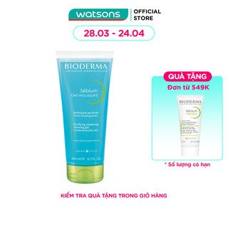 Gel Rửa Mặt Bioderma Sébium Moussant Tạo Bọt Dành Cho Da Hỗn Hợp Và Da Dầu 200ml