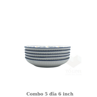 Combo 5 đĩa sóng gốm sứ cao cấp hoạ tiết hình Mèo,Đĩa Sóng gốm sứ cao cấp.