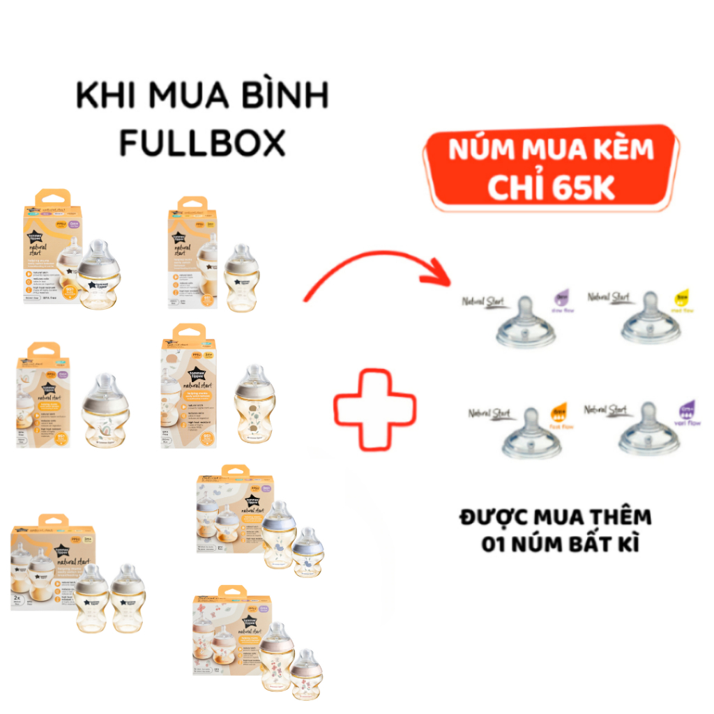Bình Sữa PPSU Ty Siêu Mềm Tự Nhiên Tommee Tippee 150ml, 260ml, Set Đôi, Nhiều Size, Được Mua Kèm Thêm 01 Núm Ty Bất Kì