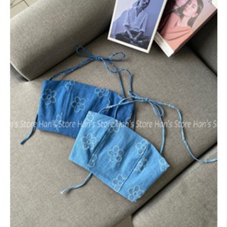 [HAN’S STORE ]ÁO ỐNG JEANS DỆT HOA MANG ĐƯỢC 2 KIỂU( Ảnh thật )