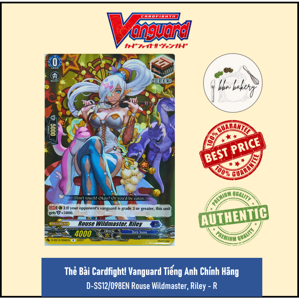 Thẻ Bài Vanguard Chính Hãng Bushiroad Tiếng Anh: D-SS12/098EN Rouse Wildmaster, Riley - R