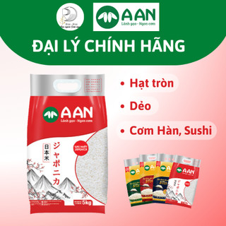 Gạo Nhật Japonica AAN làm sushi cơm cuộn túi 5Kg, gạo dẻo, trắng, vị ngọt hậu, cơm mềm dẻo