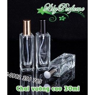 Lọ chiết nước hoa vuông cao 30ml - lọ rỗng