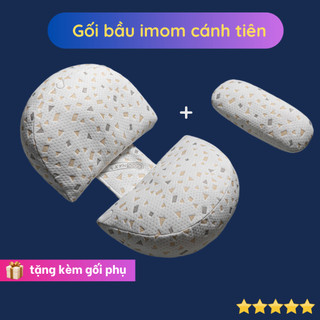 Gối bầu cánh tiên imom, giảm tối đa đau lưng cho bà bầu, tặng kèm gối phụ, hỗ trợ mẹ và bé ngủ ngon giấc - GB2