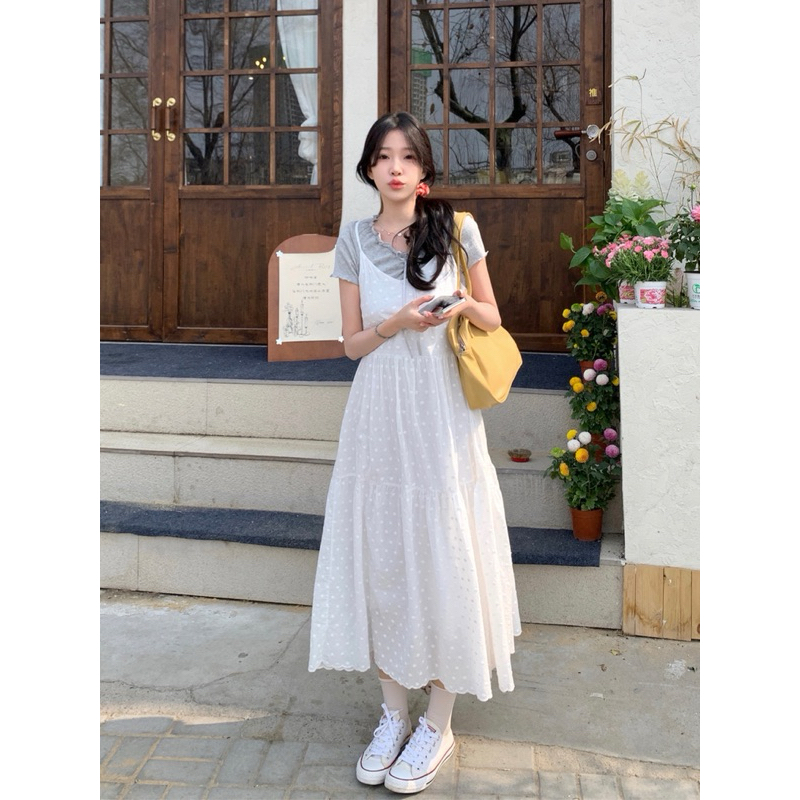 Đầm Xô Trắng Dây Dài (sẵn)