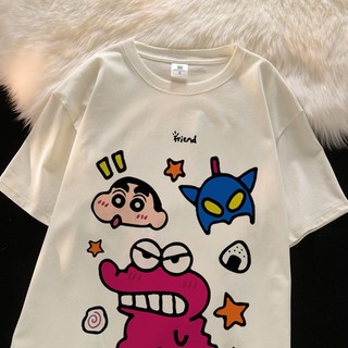 NEMO Áo thun thương hiệu địa phương Crayon Xiaoxin in cotton nữ Vintage Unisex ngắn tay áo thun LOẠI 1