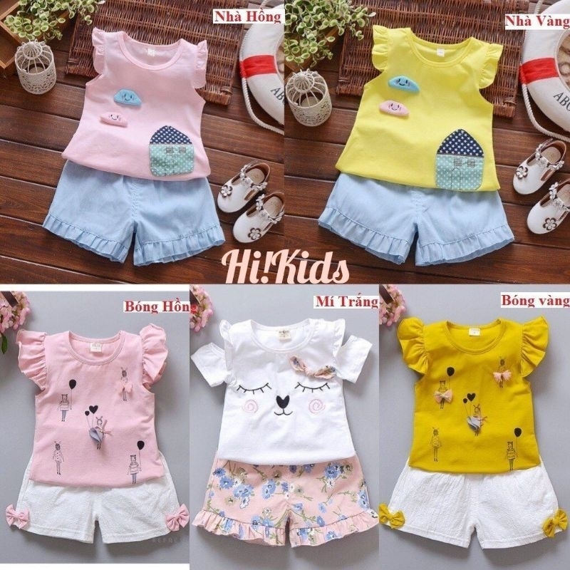 Set bộ tay bèo bé gái, set hè đáng yêu cho bé gái (HK023)