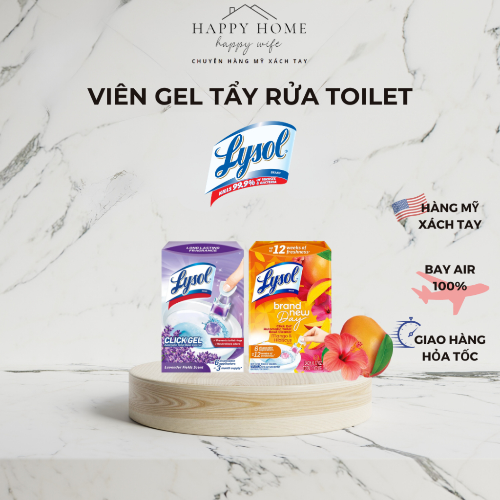 Gel Thơm Diệt Khuẩn Tẩy Rửa Bồn Cầu Toilet Lysol Mỹ - 4v