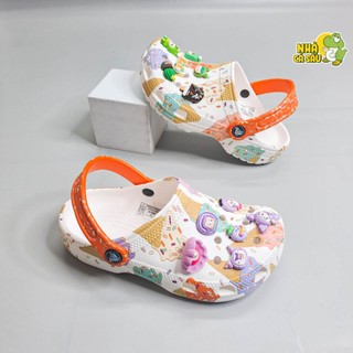 Dép cross classic Ice Cream graphic clog trẻ em tặng kèm 8 jibbitz, dép sục cross cho bé trai bé gái - Crosshouse