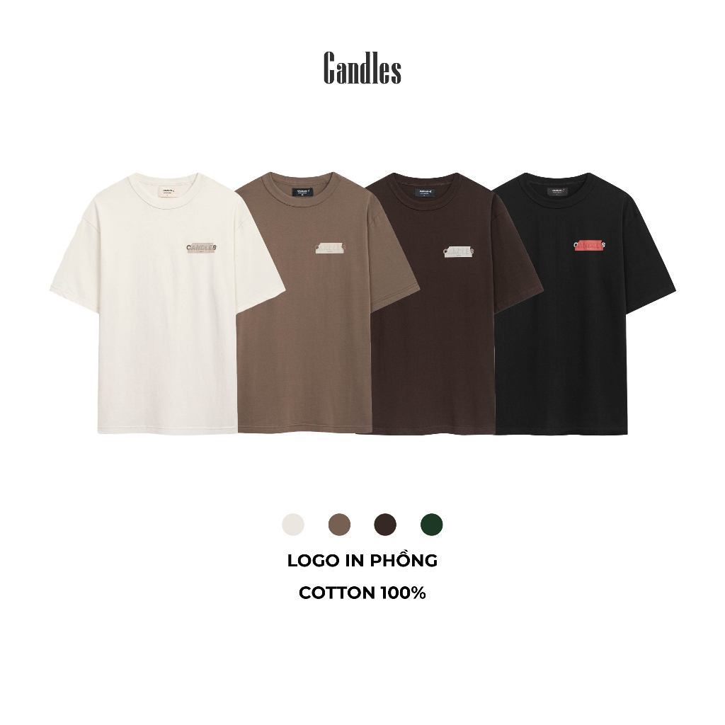 Áo thun nam nữ oversize CANDLES HIDDEN T-SHIRT hình in nổi cotton 260 gsm chính hãng