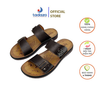 Dép da nam cao cấp đế cao PVC tadazo TD1043 màu NAU