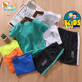 [1-12 tuổi/hàng mới về] Set đồ bộ thể thao cho bé chât thông hơi cộc tay cho bé trai và gái 11-36 kg thoáng mát