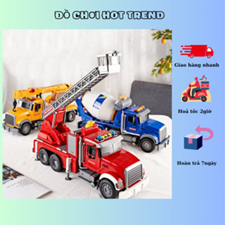 Nhiều mẫu xe công trình, xe cứu hoả, xe bồn, xe tải cao cấp phun được nước, có đèn và nhạc siêu to cho bé