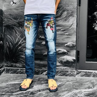 Quần Jeans DSQ Nam Thêu Logo Samurai Hình Siêu Chất - Quần DSQ Nam Vẩy Sơn Cao Cấp Hót Hot