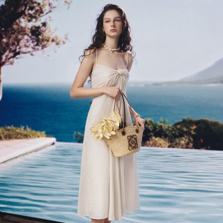 MAVEN - Váy trắng hai dây xoắn ngực cách điệu Michelle Dress