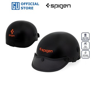 Nón bảo hiểm cao cấp nửa đầu 1/2 spigen đen - hàng tặng