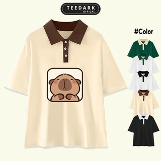 Áo polo nam nữ The Capybara by Teedark chất 100% cotton 250 gsm, Áo thun polo unisex form rộng - Mã TDPT696