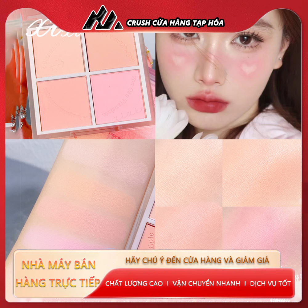 Crush XIXI Phấn Má Hồng XIXI 4 ô Nhũ Sáng Highlight Trang Điểm Tích Hợp Phấn Mắt Nhũ Lìbền màu makeup trang điểm làm đẹp