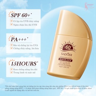 Kem chống nắng SADOER chống thấm nước kiểm soát dầu dưỡng da dưỡng trắng thoáng da mỏng nhẹ bảo vệ da