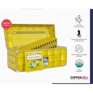 Cà phê đen COFFEECELL nhân sâm organic 100% hạt cà phê Arabica nguyên chất giảm mỡ gan mỡ máu