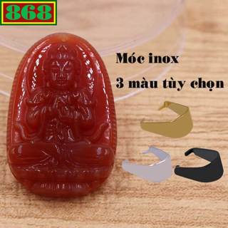 [Tuổi Mùi, Thân] Bộ Dây Chuyền Phật Đại Nhật Như Lai mã não Đỏ 4.5cm - Mặt Size Lớn - Tặng Kèm Móc Inox