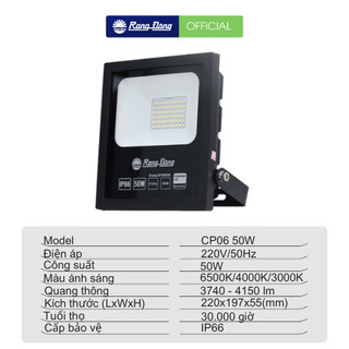 Đèn Pha LED 50W Rạng Đông Model: CP06 50W