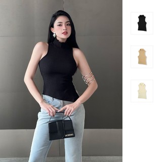 Áo Nữ High Neck Sleeveless Top, Chất Vải Thun 4 chiều Thoải Mái, WKI001, SOMEHOW