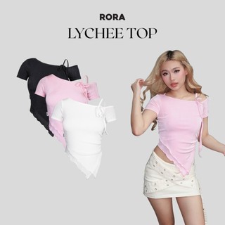Áo trễ vai buộc nơ lychee top - rora