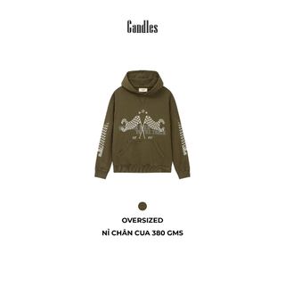 Áo nỉ hoodie nam nữ oversize CANDLES FLAG HOODIE in hình chất liệu nỉ chân cua washed 380 gsm chính hãng