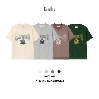 Áo thun nam nữ form raglan CANDLES DANDY T-SHIRT graphic thêu chất liệu nỉ chân cua 280 gsm chính hãng