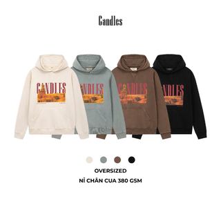 Áo hoodie nam nữ oversize CANDLES TEXAS HOODIE chất liệu nỉ washed 380 gsm in hình chính hãng