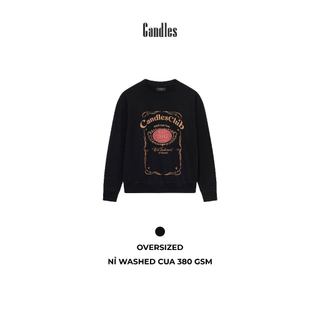 Áo nỉ nam nữ oversize CANDLES ON THE ROCK SWEATER in hình chất liệu nỉ cua washed 380 gsm chính hãng