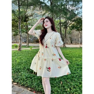 Đầm Bybadoll Voan Hoa Tay Phồng Dập Ly Ngực