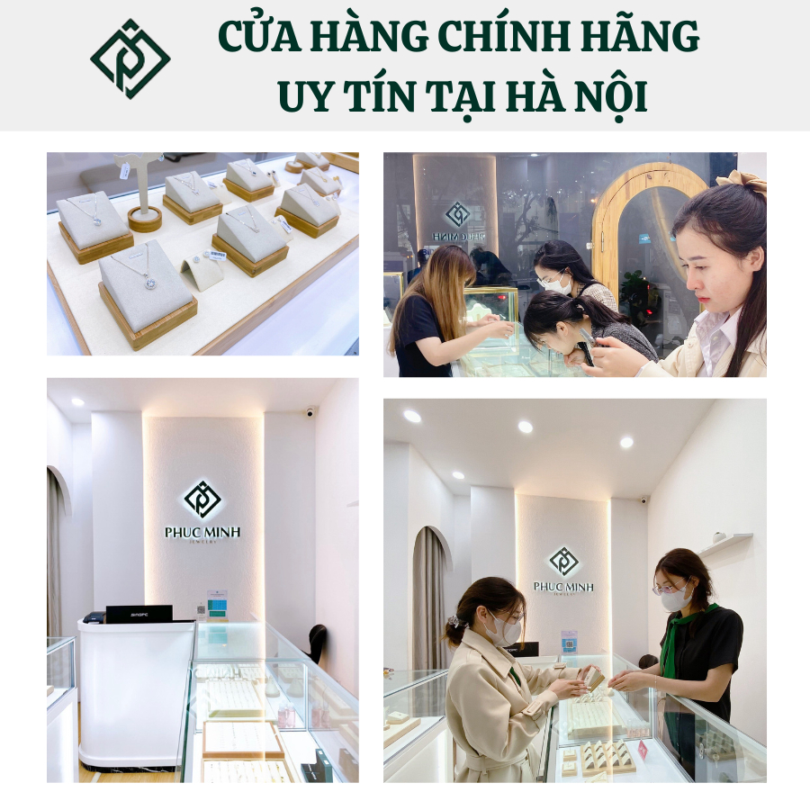 Dây chuyền bạc nữ hoa lá kết vòng đính đá lấp lánh Phuc Minh Jewelry.
