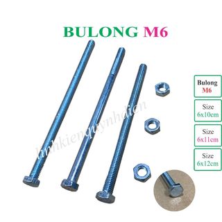 Bulong + tán 6ly (M6) Bù lon, Bulon bắt tanpo biến áp Combo 4 con (phi 6mm dài 10cm, 11cm, 12cm)