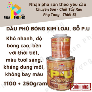 Sơn dầu phủ bóng kim loại, gỗ p.u motokieu 2tp 1.1kg + lon chất cứng