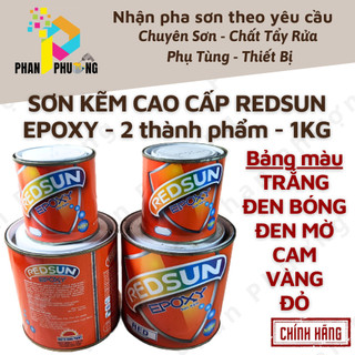 Sơn kẽm cao cấp epoxy redsun 2 thành phần 1000gr_cam /vàng / đỏ/ trắng / đenmờ / đen bóng