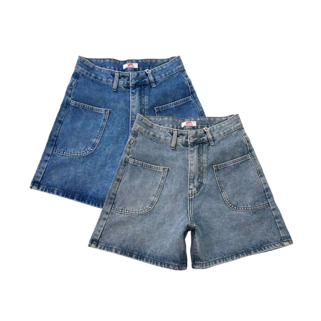 Quần short jean nữ VMSTYLE lai thường 2 túi trước cạp cao 307 - SJU00029