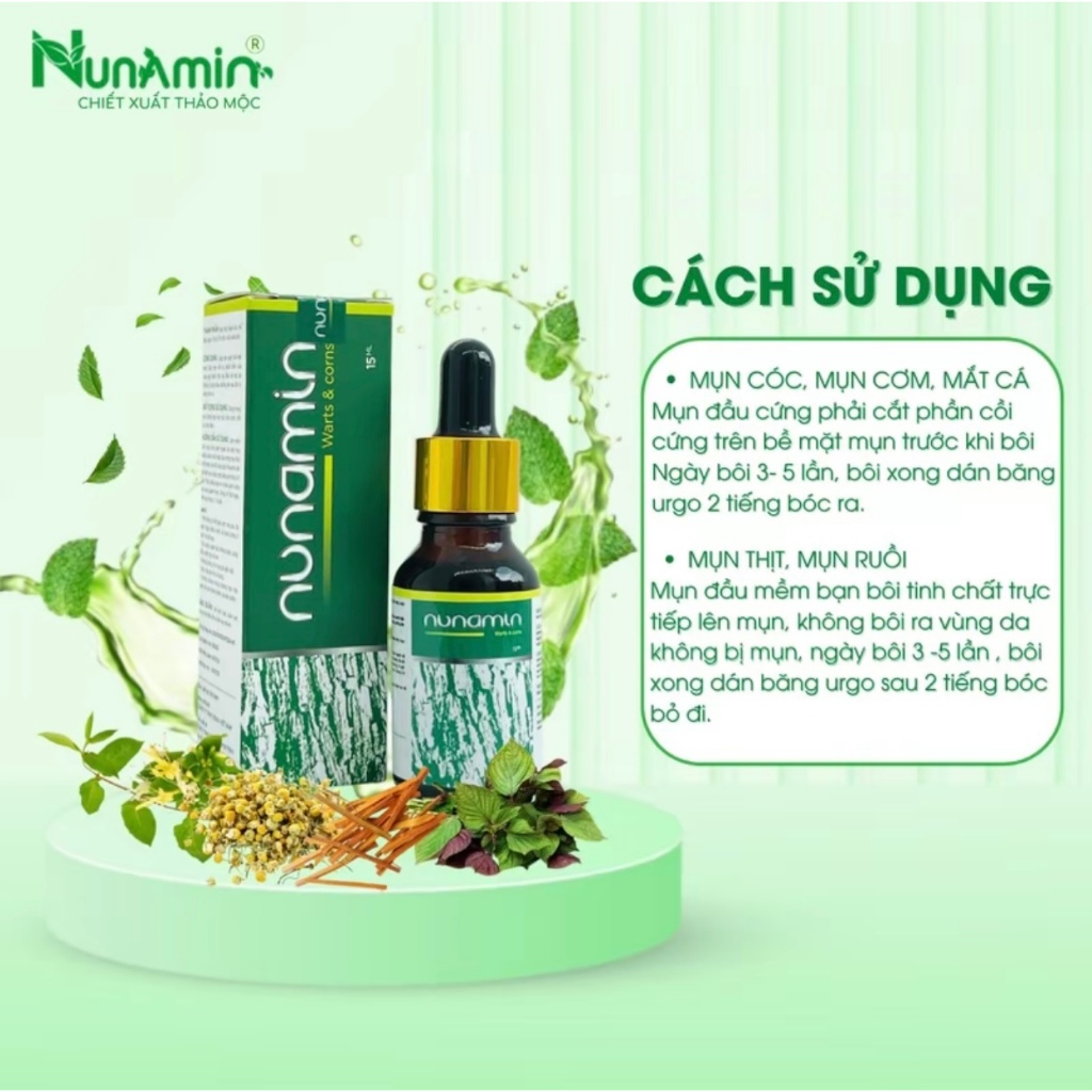 Serum Tẩy Mụn HPV, Mụn Cóc, Mụn Cơm, Mắt Cá, Chai Chân, Mụn Sùi Từ thảo mộc tự nhiên - Nunamin