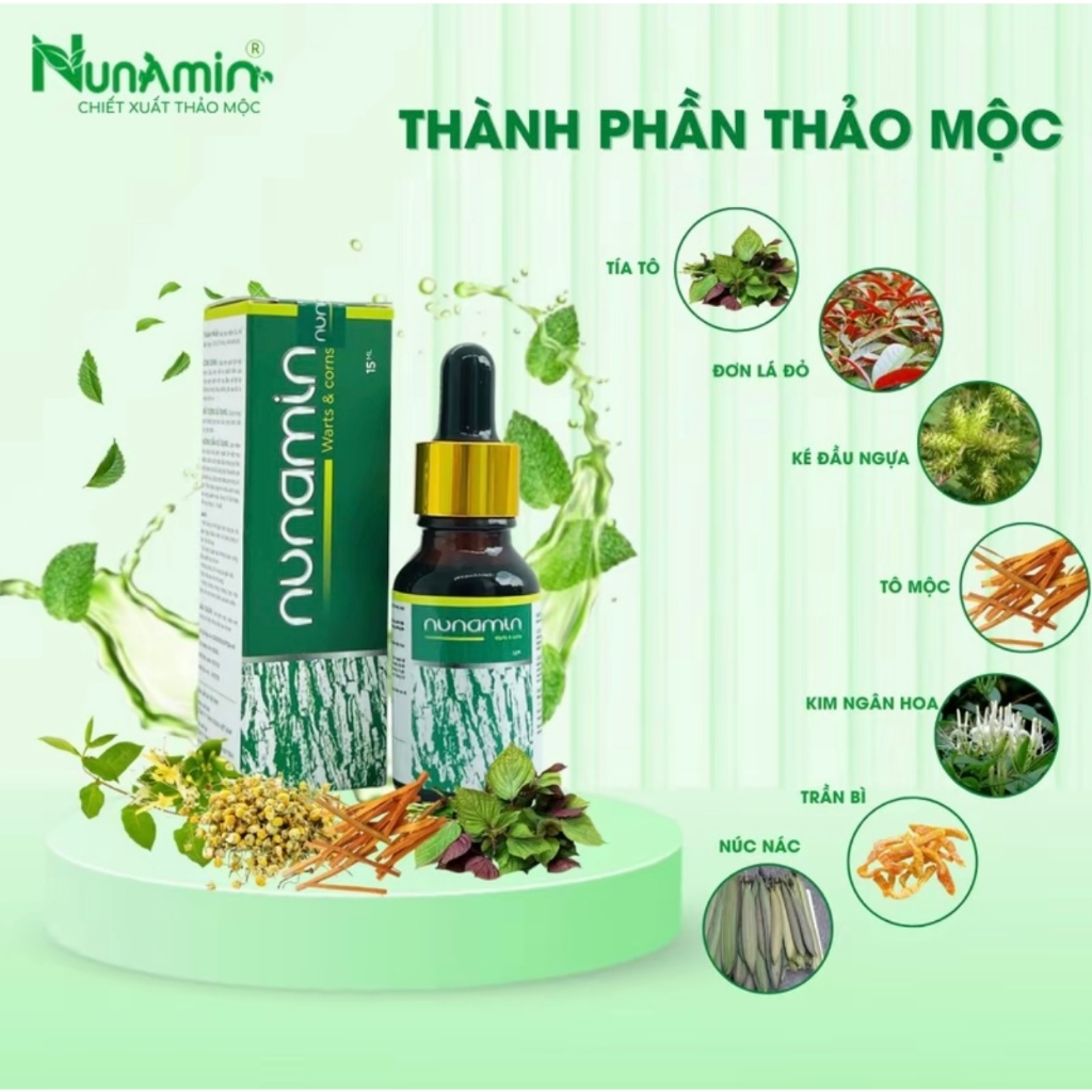 Serum Tẩy Mụn HPV, Mụn Cóc, Mụn Cơm, Mắt Cá, Chai Chân, Mụn Sùi Từ thảo mộc tự nhiên - Nunamin
