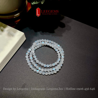 Chuỗi vòng tay đá Moonstone 5A đeo quấn 03 vòng tay dành cho nữ mệnh Kim - mệnh Thuỷ
