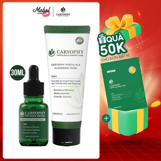 Bộ chăm sóc da giảm mụn mờ thâm Caryophy Portulaca Hàn Quốc (Sữa Rửa Mặt 150ml - Serum 30ml)