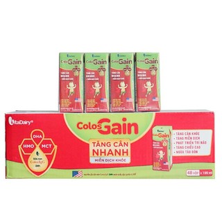 Thùng 48 hộp sữa pha sẵn colos gain 180ml.