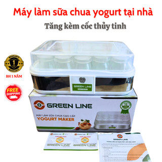 Máy Làm Sữa Chua tại nhà cho bé ăn dặm Green line Tặng kèm 12-15 cốc thủy tinh an toàn Yoota Baby