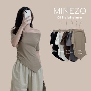 Áo Trễ Vai MINEZO Bigsize Cổ Thuyền Vạt Nhọ.n, Áo Lệch Vai Tay Ngắn Chất Liệu Thun Tăm AC18