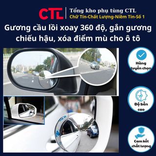 Gương cầu lồi xoay 360 độ, gắn gương chiếu hậu XOÁ MỌI ĐIỂM MÙ cho xe ô tô